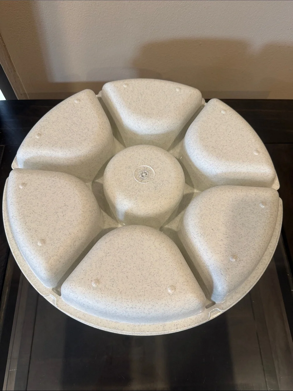 Tupperware Speckled Cream Round Divided Serving Tray with Bowl